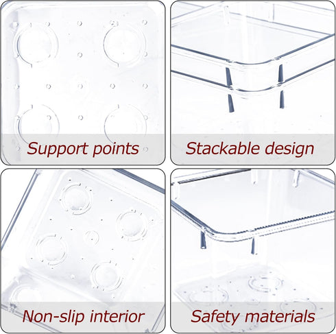 4 PCS Clear Plastic Drawer Organizer, Desk Drawer Divider Organizers and Storage Bins for Makeup, Jewelry, Gadgets for Kitchen, Bedroom, Bathroom,...