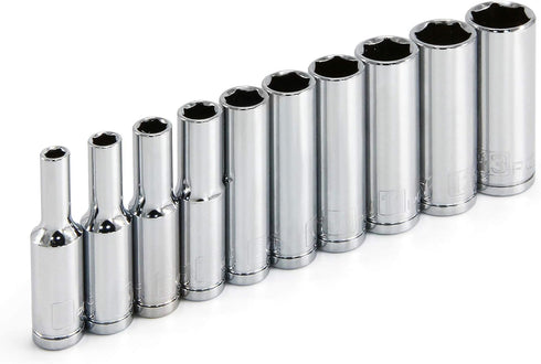 Powerbuilt 1/4-Inch Drive Metric Deep Socket Set, High Visibility Markings 10 Piece - 640538...