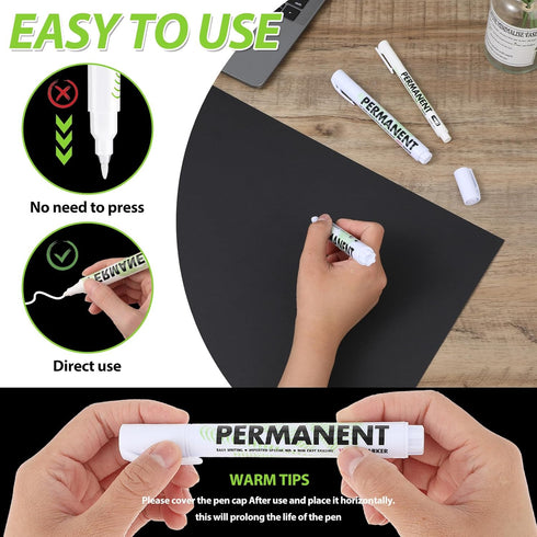 Sibba Acrylic White Paint Pens, 6 Pack White Permanent Marker with Extra Fine Point (1mm) & Medium Tip (3mm), White Oil Based Paint Pens for Wood,...