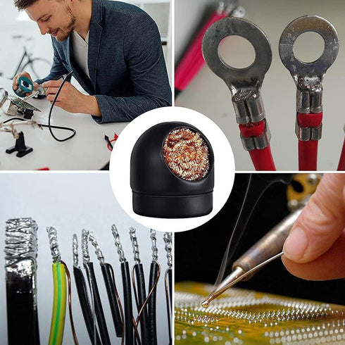 Soldering Iron Tip Cleaner, High Temperature Resistant Solder Tips Cleaning Wire Ball & Base Holder Soft Coiled Brass Metal Scrubber Tip Cleaner K...