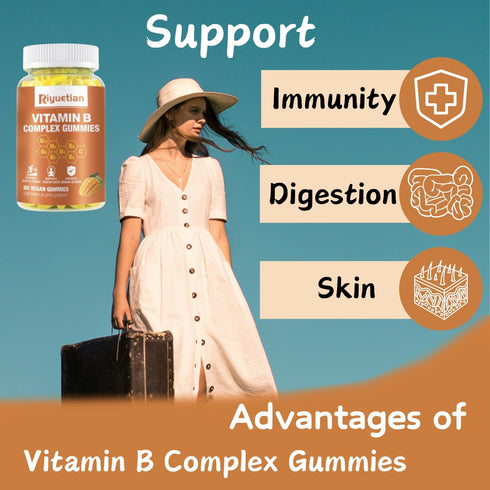 Vitamin B Complex with Vitamin – with Biotin,Choline + Inositol, Vitamin C + Zinc for Supports Energy, Mood, Immune, Healthy Hair, Skin 60...
