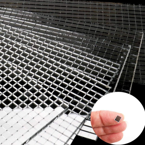 Self-Adhesive Real Glass Craft Mini Square Mirrors Mosaic Tiles(5 x 5mm,6 Sheet,3600Pcs)...