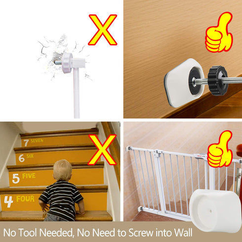 Vmaisi Baby Gate Wall Cup Protector Make Pressure Mounted Safety Gates More Stable - Wall Damage-Free - Fit for Doorway, Door Frame, Baseboard - W...