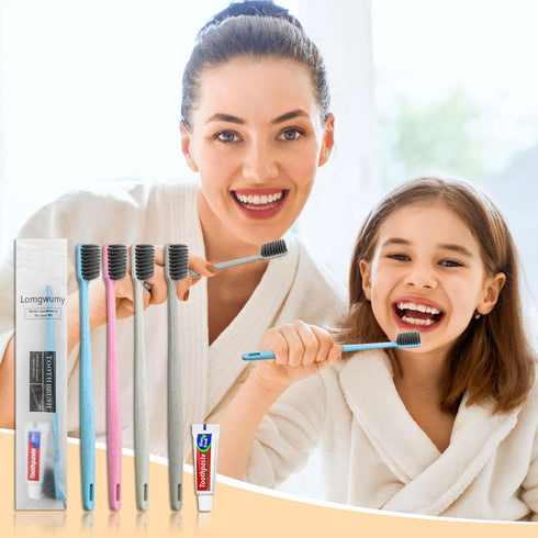 Disposable Toothbrush, Toothbrush Bulk, Bulk Toothbrush and Toothpaste Sets, 4 Colors, Individually Packaged, Delicate and Practical, Suitable for...