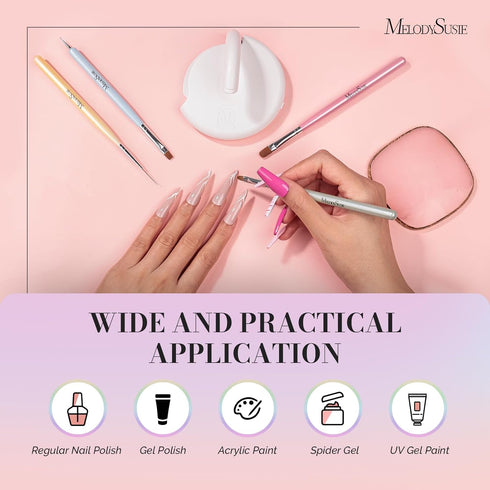 MelodySusie Nail Art Brushes Set,6pcs Nail Art Design Pen Painting Tools with Extension Gel Brush, Polish Brush, Builder Brush,Liner Brush, Carved...