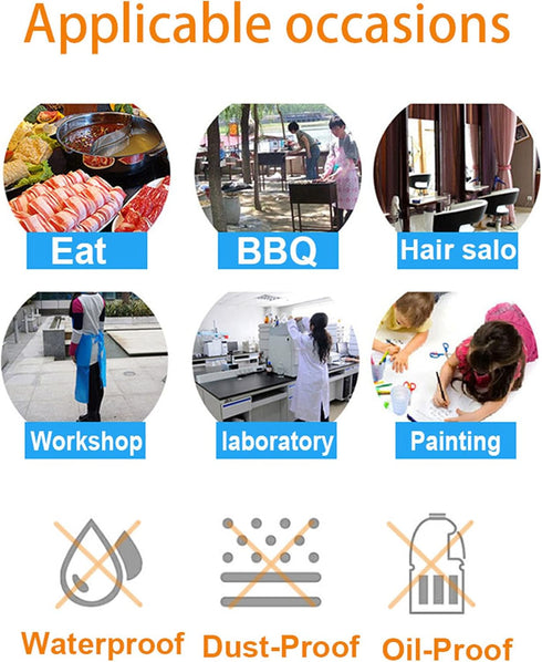 Disposable Aprons (50 Count), Plastic apron for Painting Party, Cooking, Housework, Picnic etc....