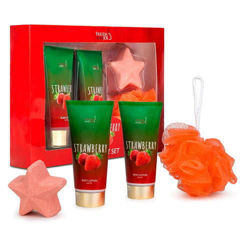 Strawberry Bath and Body Gift Set for Women - Luxurious Shower Pampering, Irresistible Strawberry Scent, Complete Body Skincare Collection...