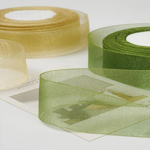 Gold Ribbon for Gifts Wrapping, 1 inch 50Yard Sheer Organza Ribbon, Gift Wrapping Chiffon Ribbon for Crafts, Flower Bouquet, Wedding Decoration, V...