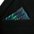 S&W SHLAX&WING Ripple Blue Multicolored Silk Green Silk Pocket Square...
