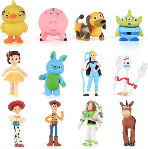 Toy Action Figures Story Toys Set, 1.5-2.3 inches Tall Action Figures with Woody, Buzz and Jessie,Toy Anime Figurines Story Characters (12 Pack)...
