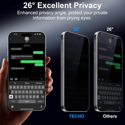 Privacy Screen Protector for iPhone 15 Pro Max Tempered Glass Film, Full Coverage Edge to Edge, Anti Spy Private, 9H Hardness, 2 Pack, 6.7 Inch...