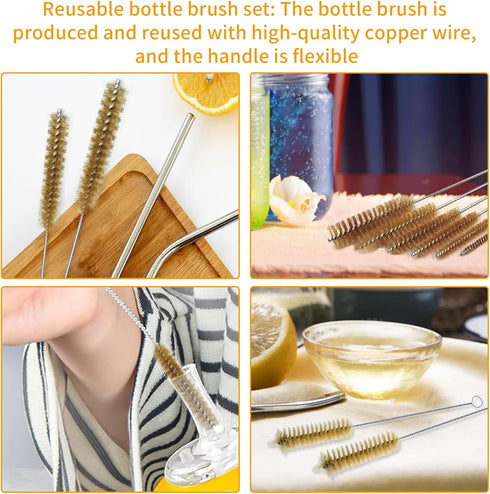 7pcs Brass Wire Tube Brushes Bottle Brush Set,11Inch Long Wire Brushes for Cleaning,Wire Pipe Cleaner Bore Brush Cleaning for Tubes,Bottle,Keyboar...