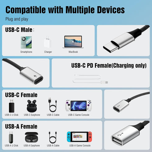 TiMOVO USB C Splitter Adapter Y Cable, USB-C Male to 2 USB-C Female & 1 USB-A Female Ports Converter,Data Transfer and Charging USB C Splitter for...