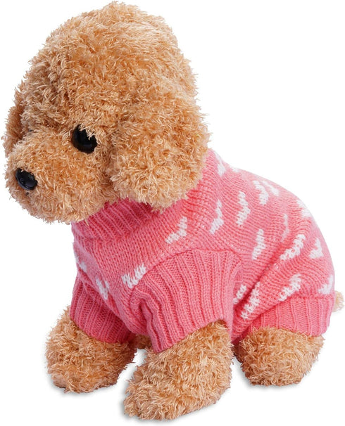 Dog Knitted Sweater Dog Heart Sweater Puppy Sweater Warm Soft Pet Holiday Clothes for Large Cats and Dogs (Pink, L)...