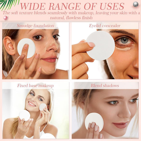 20 Pcs White Makeup Sponge with Acrylic Container Round Powder Puff Cosmetic Sponge Round Foam Pad Beauty Makeup Foundation Powder Blender for Wet...