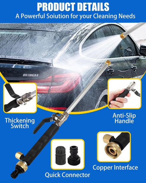 Jet Nozzle for Garden Hose, Hydro Jet Power Washer Wand with 3 Different Jet Nozzle and Quick Connectors, High Pressure Washer Tools Water Wand (B...