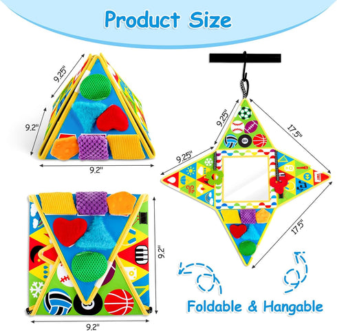 Tummy Time Baby Mirror Toys Double-Sided Black and White High Contrast Baby Toys with Squeaker for Babies Sensory Texture Infant Toys 0 3 6 9 12 M...