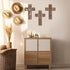 Yookeer 3 Pcs Wooden Cross Wall Decor Cross Hanging Handmade Antique Religious Brown Wooden Home Decorations Hand Carved Wall Decor for Living Roo...