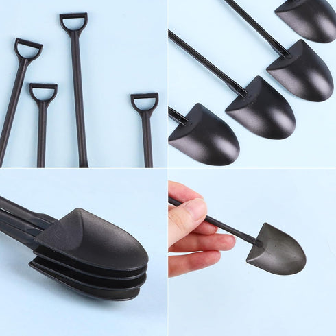 DIYASY 100 Pcs Mini Shovel Spoons, Plastic Shovel Spoon for Desserts Halloween Disposable Tiny Shovel Birthday Party Favors Construction Baking Su...