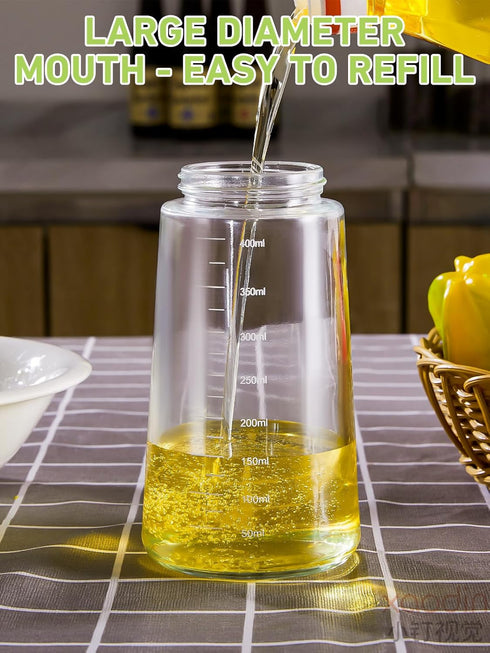 14oz Olive Oil Dispenser for Kitchen -2 in 1 Glass Oil Sprayer and Oil Dispenser,420ml Oil Bottles for Cooking,Air Fryer, Baking,Salad, Frying, BB...