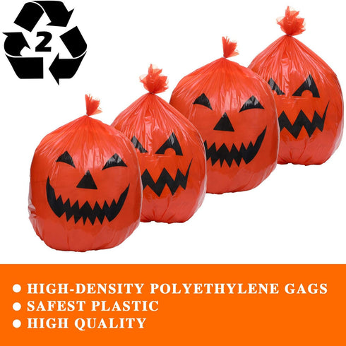 12 Pieces Pumpkin Lawn Bags Halloween Plastic Leaf Bags Pumpkin Pattern Lawn Bags for Outdoor Fall Halloween Trash Bag Decoration Pumpkin Lawn Bag...