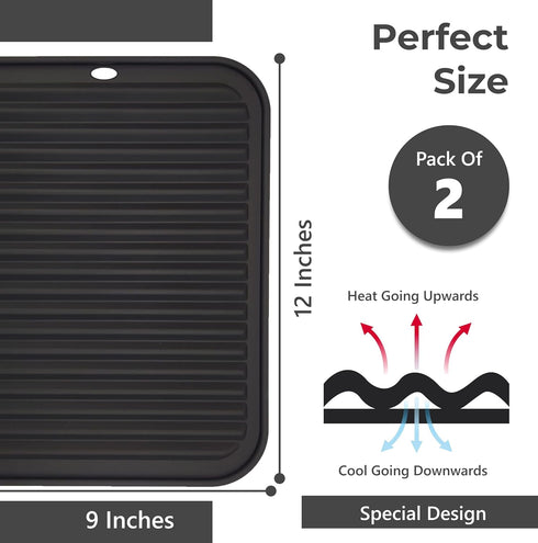 Silicone Trivets for Hot Pots and Pans (2 Pack) - Multipurpose Silicone Trivets for Hot Dishes and Hot Pot Holders (9 x 12 inch) - Silicone Heat R...