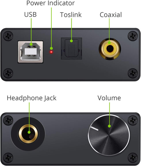 LiNKFOR USB DAC and Headphone Amplifier, Coaxial/Optical/6.35mm Headphone Output, USB to Coaxial S/PDIF Digital to Analog Converter Comaptible wit...