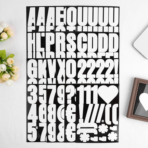 Vinyl Letter Stickers White Letter Number Stickers Kit 318 Pieces 24 Sheets 2 Inch Sticky Mailbox Number Stickers for Bulletin Board, Labeling, Si...