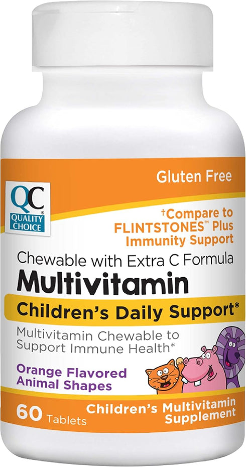 Quality Choice Children's Animal Shaped Multivitamin with Extra Vitamin C Immune Support Chewables...