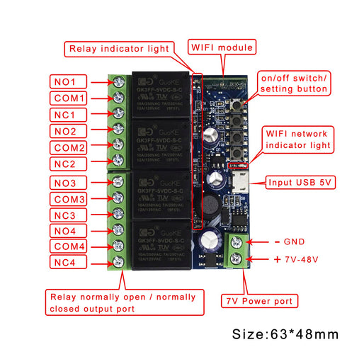 Ewelink WiFi Wireless Smart Relay Module USB 5v 4 Channel Inching Self-Lock Latched Dry Contact Remote Switch for Access Control, Garage Door,Home...