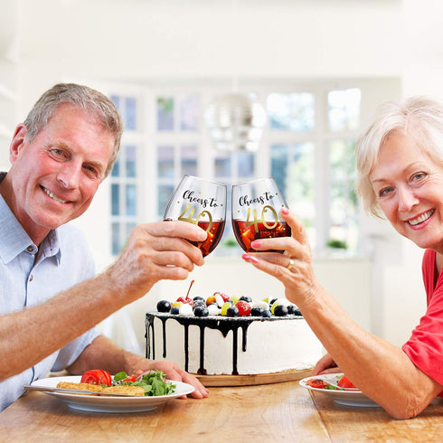 Patelai 40th Birthday Wine Glass to 40 Years 40th Birthday Gifts Fabulous Gold Stemless Wine Glass for Women and Men Present Party Wedding Anniver...