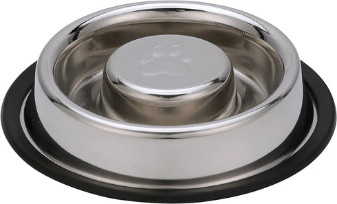 Neater Pet Brands Stainless Steel Slow Feed Bowl - Non-Tip & Non-Skid - Stops Dog Food Gulping, Bloat, Indigestion, and Rapid Eating (3/4 Cup)...