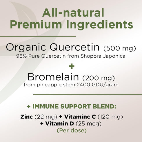 Organic quercetin, Quercetin with Bromelain, quercetin supplements 500mg, quercetin with vitamin c and zinc, Bioflavonoids for Healthy Immune Supp...