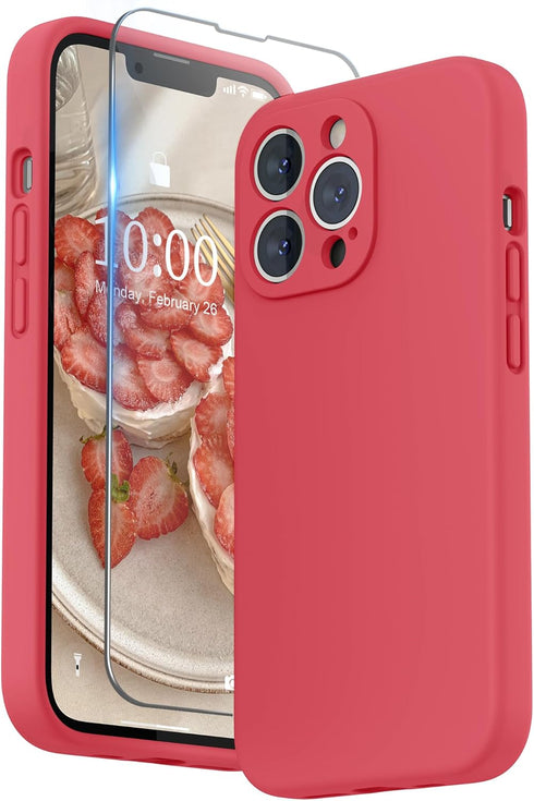 SURPHY Compatible with iPhone 13 Pro Case with Screen Protector, (Camera Protection + Soft Microfiber Lining) Liquid Silicone Phone Case 6.1 inch ...