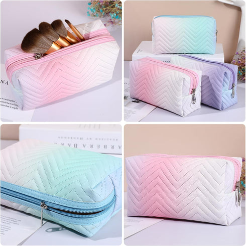 3pcs Travel Makeup Cosmetic Bag,Hotipine Cute Makeup Zipper Pouch Toiletry Bag,Waterproof Large Purse Organizer,Portable Beauty Storage Brush Aest...