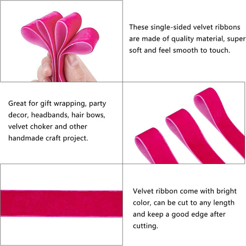 arricraft 20 Yards × 1 Inch Single Side Velvet Ribbon, Satin Ribbon Roll for Wedding Gift Wrapping Hair Bows Flower Arranging Home Decorating (Pin...