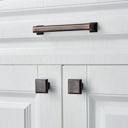 Square Knobs - 10 Pack / 1.3 Inch, Oil Rubbed Bronze Cabinet Pulls Vintage for Furniture Knobs, Kitchen Knobs, Farmhouse Knobs and Drawer Pulls, B...