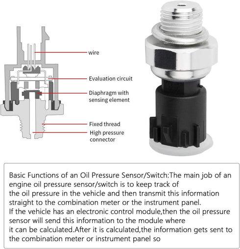 Oil Pressure Sensor Switch Sending Unit 12673134 213-4411 12596951 12621234 Compatible with Chevy Silverado Suburban Tahoe GMC Sierra Yukon Impala...