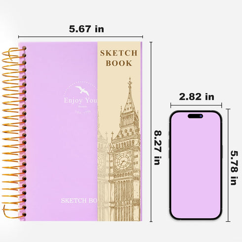 Hardcover Sketchbook for Drawing 120 Sheets 5x7 Spiral Sketch Book for Women Men Kids Adults with 68lb 100gsm Smooth Paper A5 Sketch Pad for Drawi...