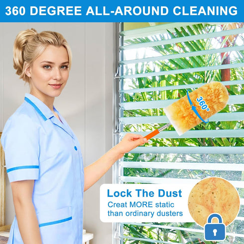 12 Pcs Extendable Microfiber Duster Kit, 2 Extendable Handles Up to 30 Inches, 10 Replaceable Dual-Sided Microfiber Dusters, More Efficient and Du...