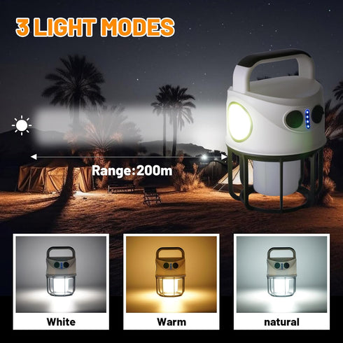 Camping Lantern with Flashlight Rechargeable, Power Bank, IPX4 Waterproof, USB-C Cable LED Camping Tent Light for Spotlight, Camping, Hiking, Hurr...