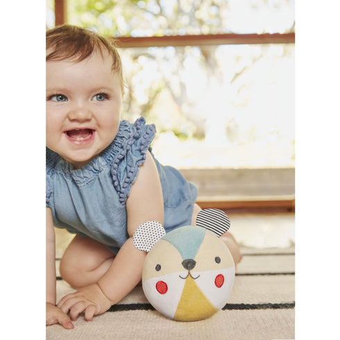 Petit Collage Organic Cotton Soft Chime Busy Baby Ball – Learning Toy for Babies and Toddlers, Measures 6” x 4.75” x 5.50” – Cute Activity Toy Tha...