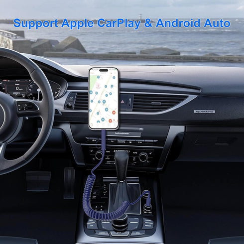 Coiled USB C to USB C and Lightning Cable 2 in 1 - Curly USB C Cable Car Charger Cord Android Auto Apple Carplay Cable [60W Fast Charging & Data S...