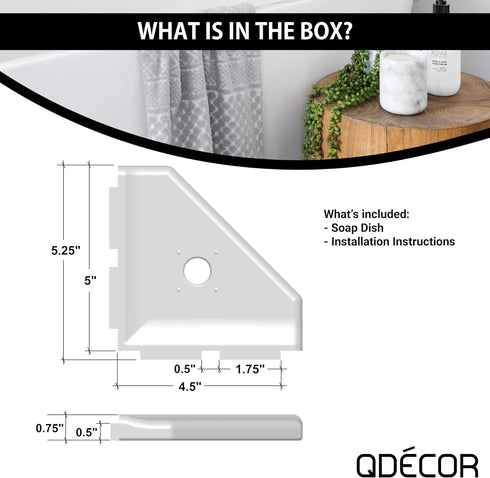 Questech Decor Shower Soap Dish, Lugged for New Construction, Corner Shower Shelf for Tiled Shower Walls, 5 Inch Geo Lugged Shower Corner Shelf, G...