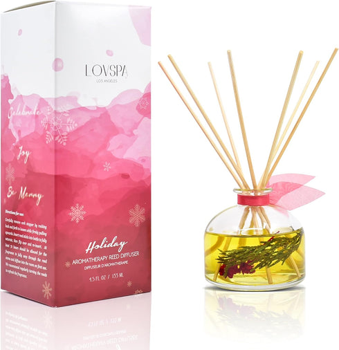 LOVSPA Reed Diffuser Set, Holiday Red Currant & Woods Scented Oil Diffuser with Sticks, Home Fragrance Accessories for Bathroom Shelf Decor, Aroma...