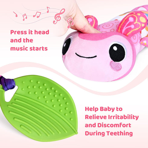 Baby Toys for 0-3-6-9-12 Months, Infant Stuffed Animal, Multi-Sensory Plush Toys, Tummy Time Musical Caterpillar Toy for Newborn, Soft Toys with C...