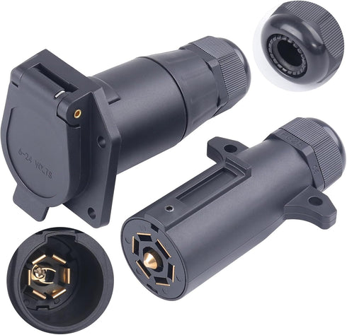 7 Pin Trailer Plug and Socket Kit RV Blade Trailer Wiring Harness Connector 7 Way Vehicle Side Replacement Trailer Plug Socket for Trailer Tow Hit...