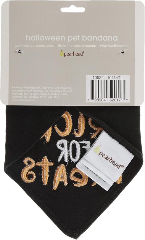 Pearhead Trick or Treat Bandana, Fall Holiday Dog Apparel, Halloween Dog Costume, Dog Slip On Collar Accessories, Small/Medium, S/M...