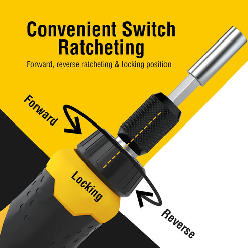 AZUNO 24 IN 1 Ratchet Screwdriver Set with Universal Socket, 20 CRV Bits Stored in Handle, 12+8 Slotted/Philips/Torx/Hex/Square Sand Blasted Bits ...