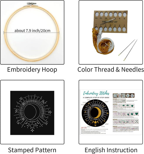 Louise Maelys Tarot Embroidery Kits for Beginners with Moon Pattern,Adults Starter Cross Stitch Kit DIY Needlepoint Kits......